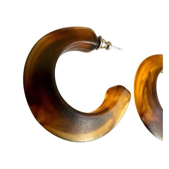 Vintage brown hoop earrings - Picture 4 of 6